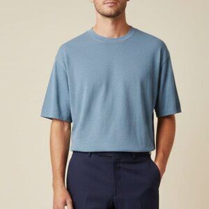 Pronto Uomo Men's XL Pullover Short Sleeve Sweater T-shirt Blue Old Money Preppy